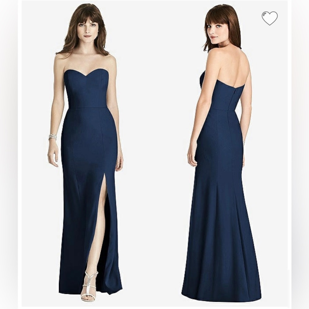 AFTER SIX STRAPLESS CREPE TRUMPET GOWN WITH FRONT SLIT IN MIDNIGHT NAVY 6775 10 - Picture 16 of 16